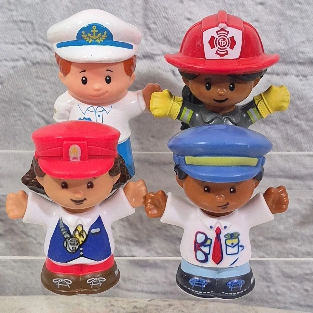 Fisher-Price‎ Little People Figures Lot 4 Workers Firefighter Pilot Ship Captain